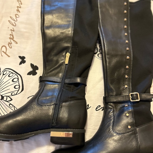 Vince Camuto Black Studded Heeled Boots - Picture 6 of 11